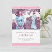 Roze Chique Fotocollage Zwangerschap Aankondiging (Staand voorkant)