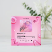 Roze chique muziek afspeellijst cover foto verjaar kaart (Staand voorkant)