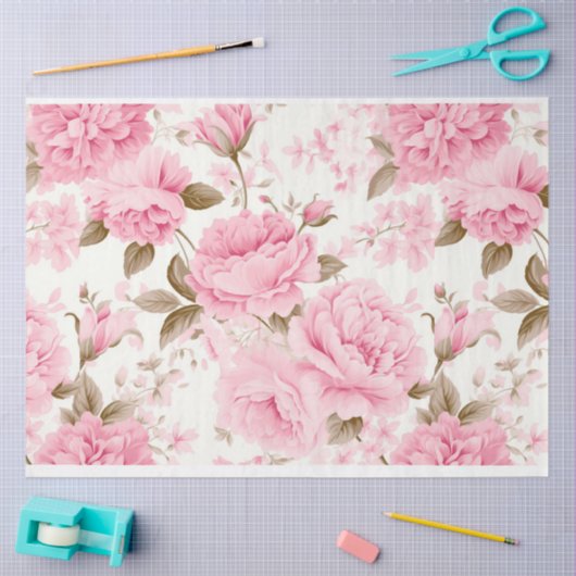 Roze Chique  Stijl Bloemen Tissuepapier (Craft)