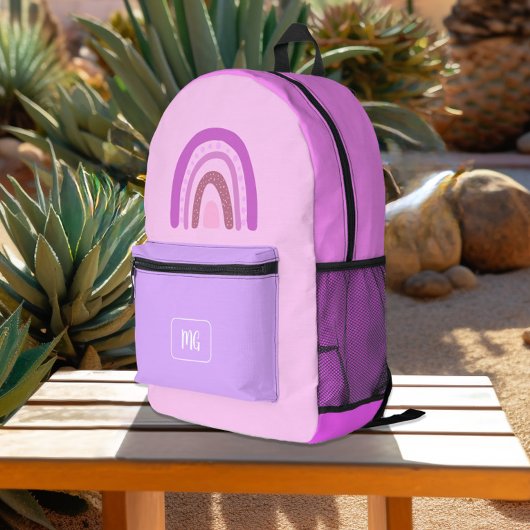 Roze Chique Whimsy Tiener Monogram Bedrukte Rugzak