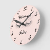 Roze Chique Wispy Wimpers Salon Gepersonaliseerd Ronde Klok (Hoek)