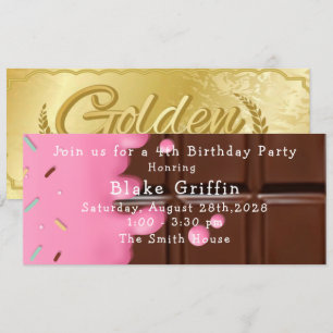 Roze chocolade Bar Golden Ticket Birthday Kaart