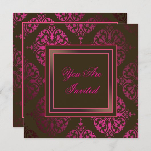 Roze Chocolade Bruin & Roze Feest Uitnodiging (Voorkant / Achterkant)