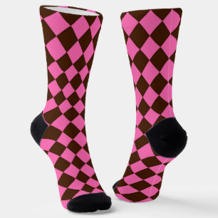 Roze Chocolade Bruine Ruit Diamant Patroon Sokken