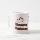 Roze Chocolade Cake Schijf Koffiemok (Voorkant links)