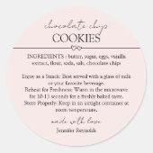 Roze Chocolade Chip Cookie Mix Jar Gift Label (Voorkant)