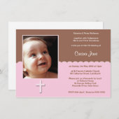 Roze chocolade Christening Kaart (Voorkant / Achterkant)