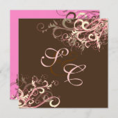 Roze chocolade crème zwemt bruiloft kaart (Voorkant / Achterkant)