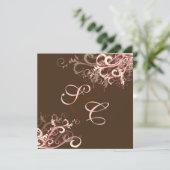 Roze chocolade crème zwemt bruiloft kaart (Staand voorkant)