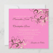 Roze chocolade crème zwemt bruiloft kaart (Achterkant)