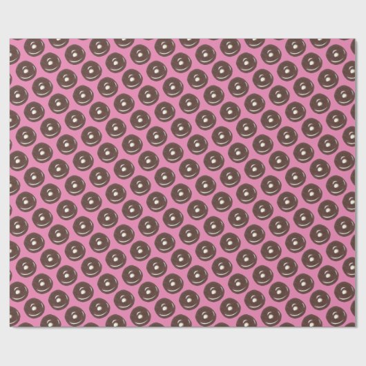 Roze chocolade donut donut junk food ontbijt cadeaupapier (Vlak)