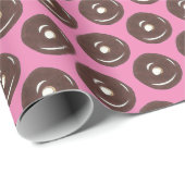 Roze chocolade donut donut junk food ontbijt cadeaupapier (Rol Hoek)