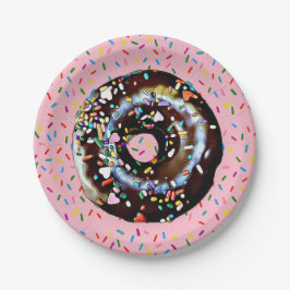 Roze Chocolade Donut met Sprinkles Papier Bord