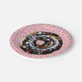 Roze Chocolade Donut met Sprinkles Papier Bord (Gekanteld)