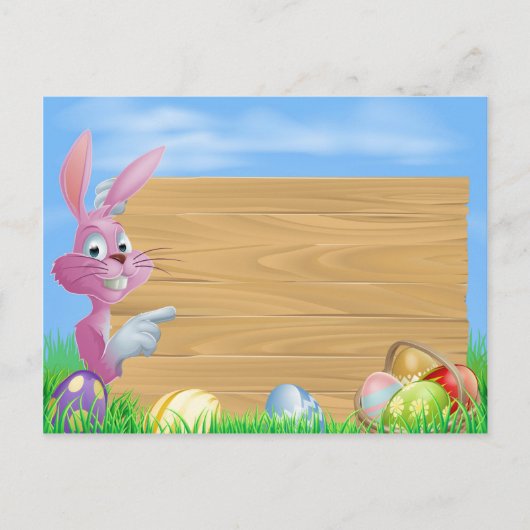 Roze chocolade eieren teken Paashaas Feestdagenkaart (Voorkant)