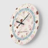 Roze Chocolade en Lime Hartjes Print Klok (Hoek)