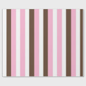 Roze, chocolade en witte strepen cadeaupapier (Vlak)