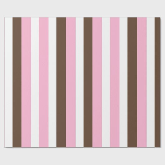 Roze, chocolade en witte strepen cadeaupapier (Vlak)