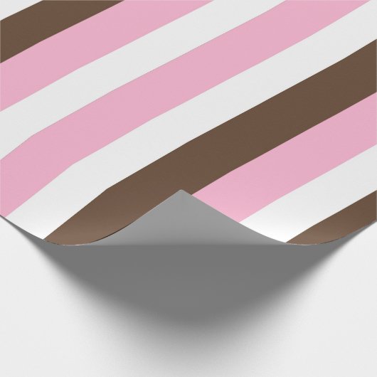 Roze, chocolade en witte strepen cadeaupapier (Hoek)