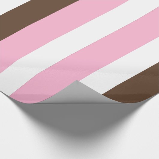 Roze, chocolade en witte strepen cadeaupapier (Hoek)