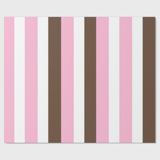 Roze, chocolade en witte strepen cadeaupapier (Vlak)