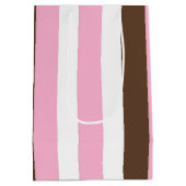 Roze, chocolade en witte strepen medium cadeauzakje (Achterkant)
