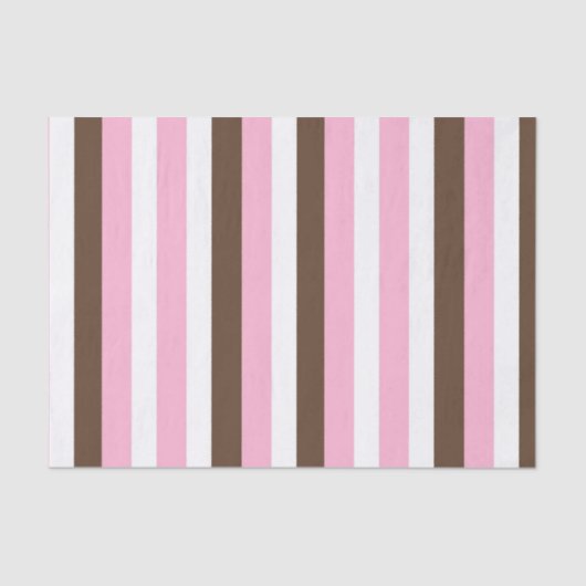 Roze, chocolade en witte strepen tissuepapier (Voorkant)