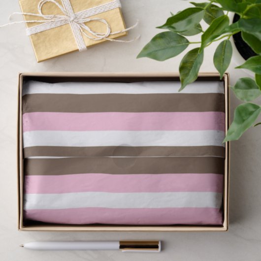 Roze, chocolade en witte strepen tissuepapier (Geschenk)
