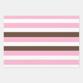 Roze, chocolade en witte strepen Verjaardag Inpakpapier Vel (Voorkant 3)