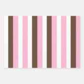 Roze, chocolade en witte strepen Verjaardag Inpakpapier Vel (Voorkant)