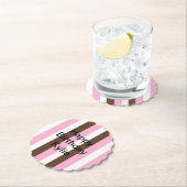 Roze, chocolade en witte strepen Verjaardag Kartonnen Onderzetters (Insitu)