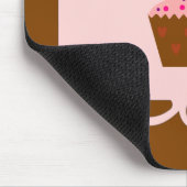 Roze & Chocolade Hart Cupcake Mousepad Muismat (Hoek)