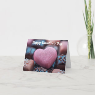 Roze Chocolade Hart Valentijns Groet Feestdagen Kaart