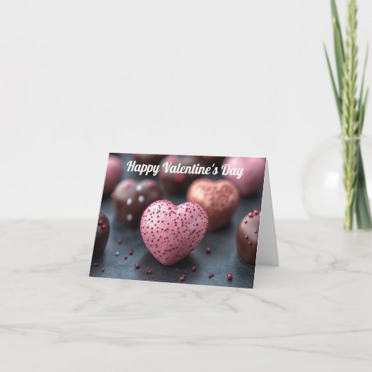 Roze Chocolade Hart Valentijns Groet Feestdagen Kaart (Voorkant)