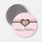 Roze Chocolade Hart Verjaardag Magneet (Voorkant / Achterkant)