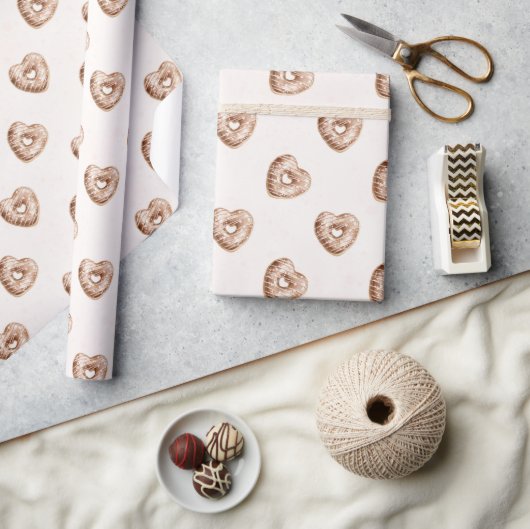 Roze Chocolade Harten Verjaardag Cadeaupapier (Crafts)