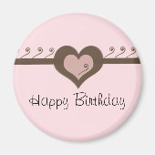 Roze chocolade Harthday Magneet (Voorkant)