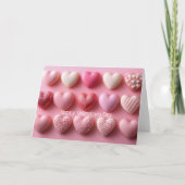 Roze Chocolade Hartjes Valentijnsdag Kaart (Voorkant)