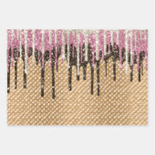 Roze Chocolade Ice Cream Cone Glitter Druppels Inpakpapier Vel (Voorkant)