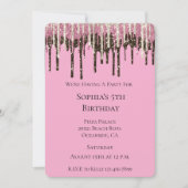 Roze Chocolade Ice Cream Glitter Drips Verjaardag Kaart (Voorkant)