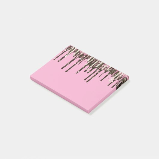 Roze Chocolade Ice Cream Glitter Drips Verjaardag Post-it® Notes (Schuin)