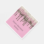 Roze Chocolade Ice Cream Glitter Drips Verjaardag Servet (Hoek)