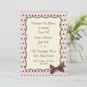 Roze Chocolade Polka Dot Invitation Kaart (Staand voorkant)