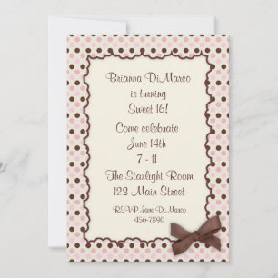 Roze Chocolade Polka Dot Invitation Kaart