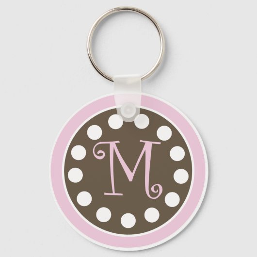 Roze chocolade Sleutelhanger "M" (Voorkant)