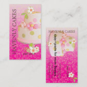 Roze + Chocolade Trouwtaart/Bakkerij/Pâtisserie Visitekaartje (Voorkant / Achterkant)