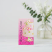 Roze + Chocolade Trouwtaart/Bakkerij/Pâtisserie Visitekaartje (Staand voorkant)