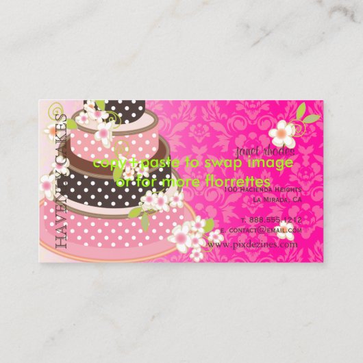 Roze + Chocolade Trouwtaart/Bakkerij/Pâtisserie Visitekaartje (Achterkant)