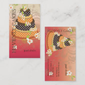 Roze + Chocolade Trouwtaart/Bakkerij/Pâtisserie Visitekaartje (Voorkant / Achterkant)