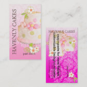Roze + Chocolade Trouwtaart/Bakkerij/Pâtisserie Visitekaartje (Voorkant / Achterkant)